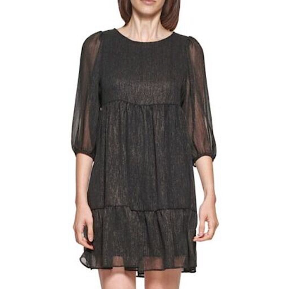 Calvin Klein-Empire Waist Shimmery Chiffon Shift Dress Sizes 8, 12 NWT